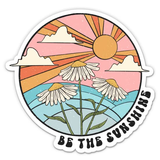 Be The Sunshine Pretty Daisies Boho Chic Cute Sticker   5'' Laptop Sticker   Waterproof Vinyl For Car, Phone, Water Bottle   Pea