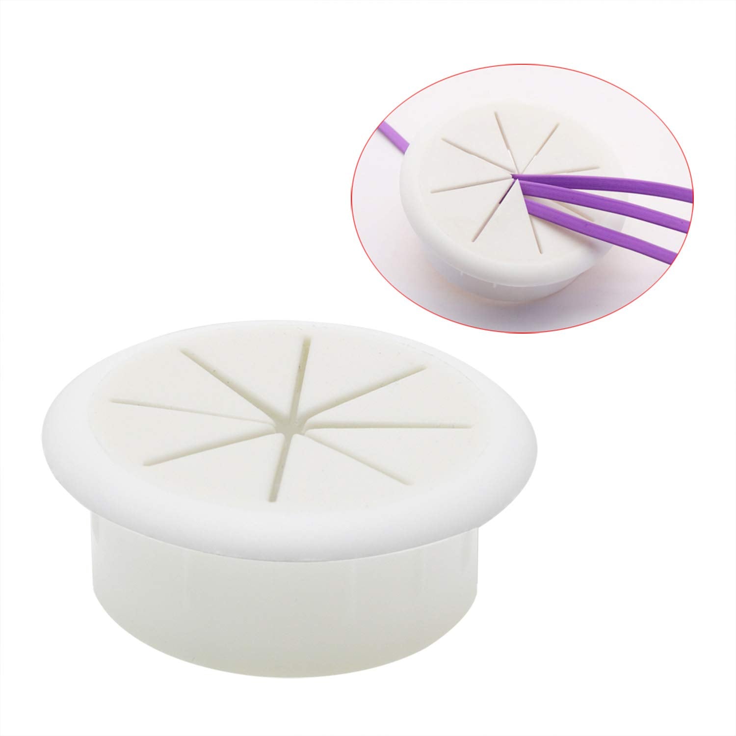 Pugdodo 2Pcs 2Inch (50Mm) Desk Cord Grommets Wire Cable Hole Cover For Office Pc Desk Cable Cord Cover White (White 2Pcs) (White
