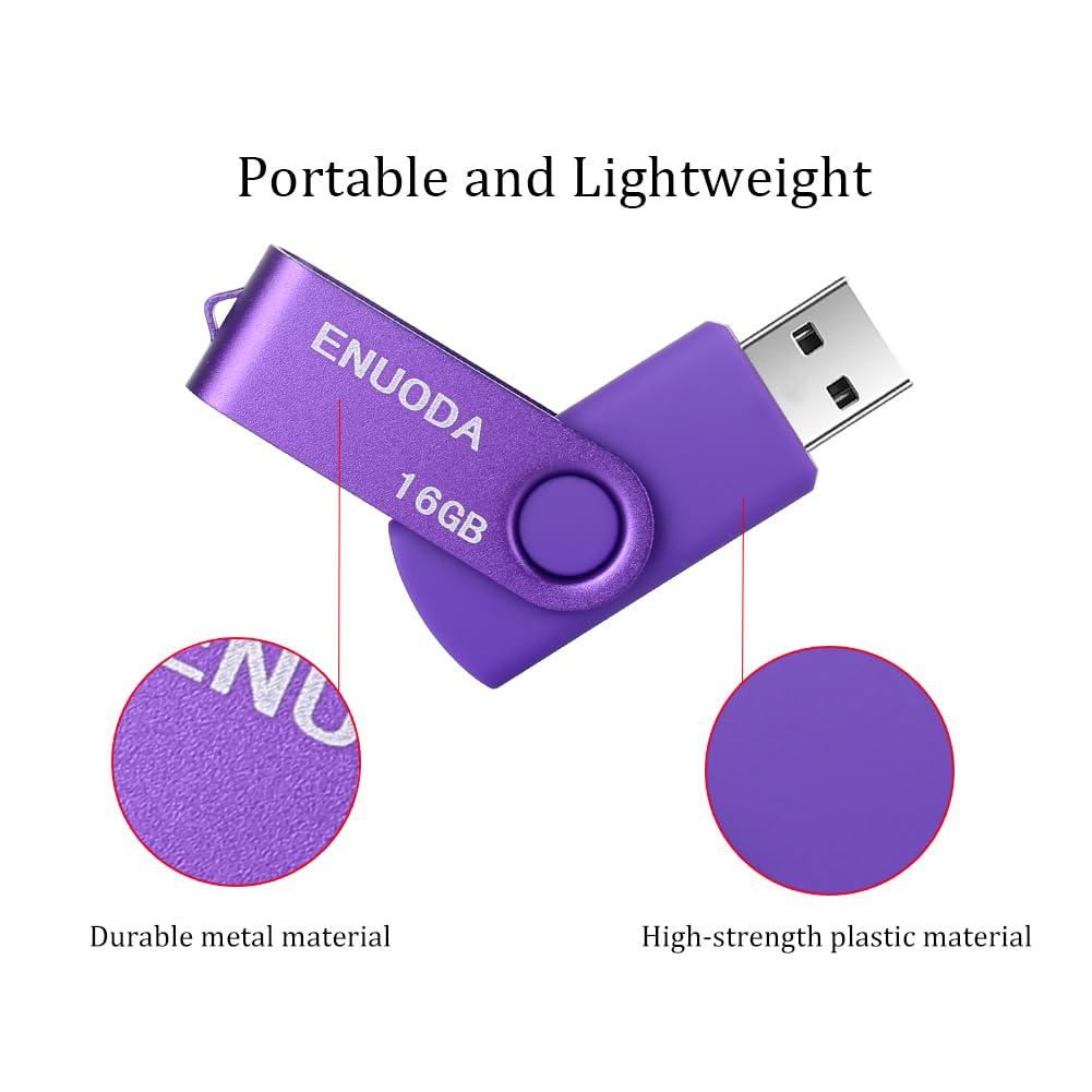 Enuoda 16Gb Usb Flash Drive 2 Pack Thumb Drives 16Gb Usb 2.0 Memory Stick Jump Drive Pen Drive For Storage And Backup (Blue Purp