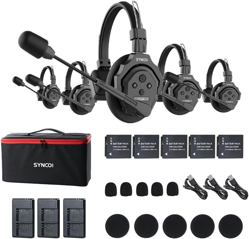 Eachshot Synco Xtalk X5 2.4Ghz Wireless Headset Intercom System Microphone Random Master Device 350M Operating Range For Movie S