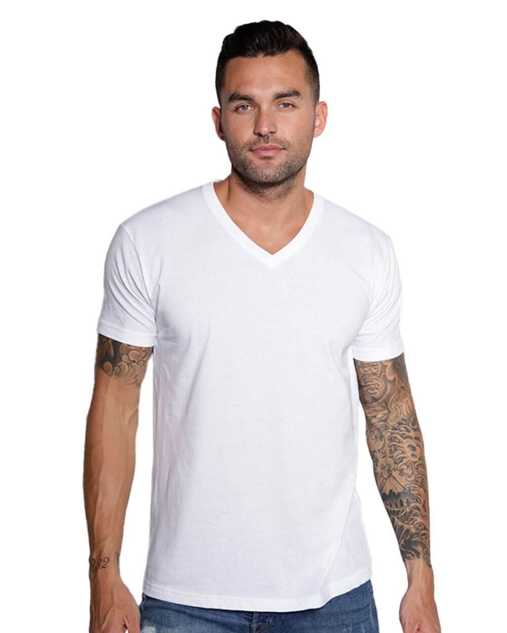 Into The Am V Neck T Shirts Men Fitted Casual Essential Plain Undershirt Sleep Vneck Tshirt For Guys (White, Xx Large)