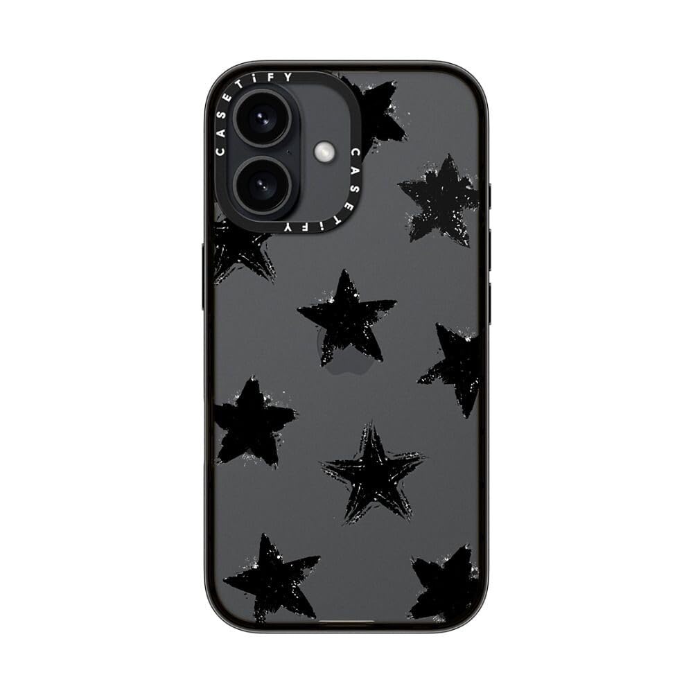 Casetify Compact Case For Iphone 16 [Lightweight / 4 Ft. 2X Military Grade Drop Protection/Slim]   Star Marks   Clear Black