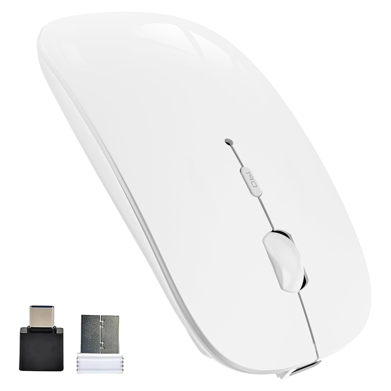 SUNGI Wireless Bluetooth Rechargeable Mouse for MacBook iPad Laptop (White)