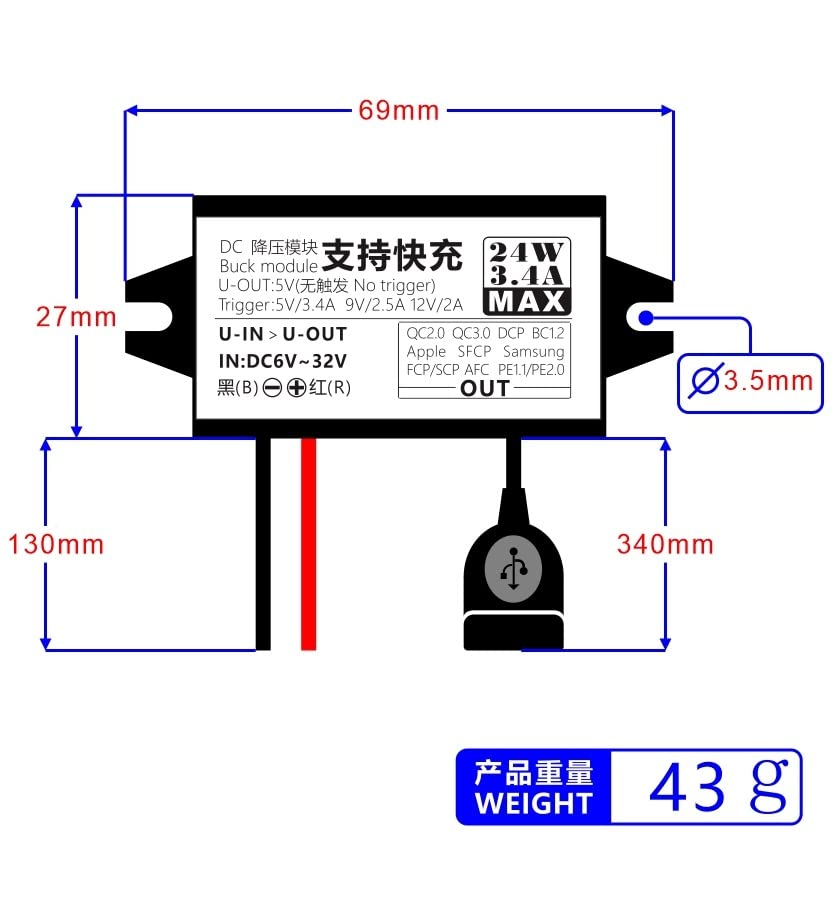 2Pack Dc Converter Voltage,Aideepen 24W Quick Charge 6V 32Vto 5V Converter Dc Buck Converter Module Usb A Dc To Dc Car Power Con