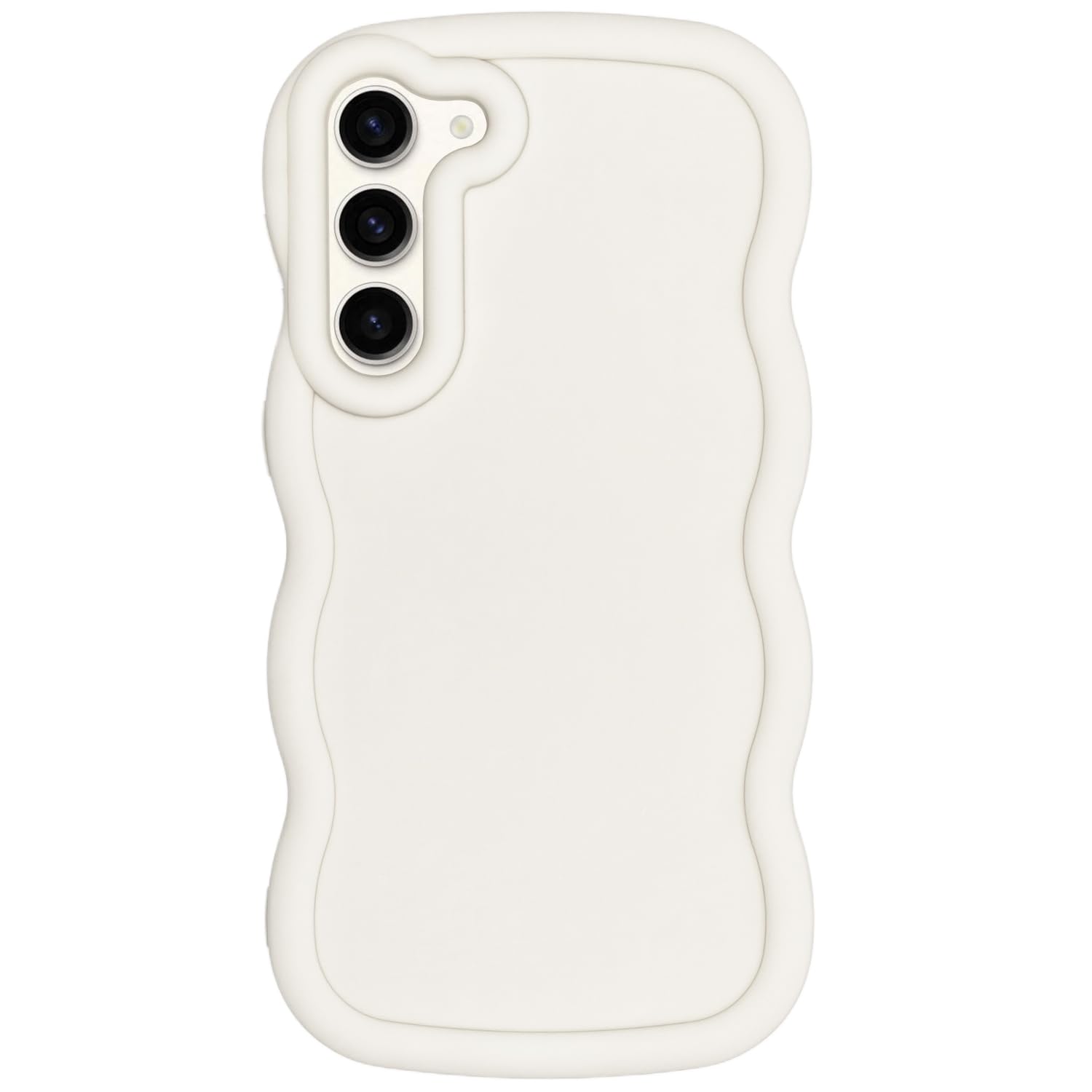WOGROO Slim Fit Case for Samsung Galaxy S23, Wave Frame, Cute Soft TPU Thin Protective Phone Cover for Women, Creamy White