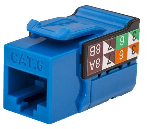 Cat6 Rj45 Keystone Jack, V Max Series   Blue Color   (50 Pack)