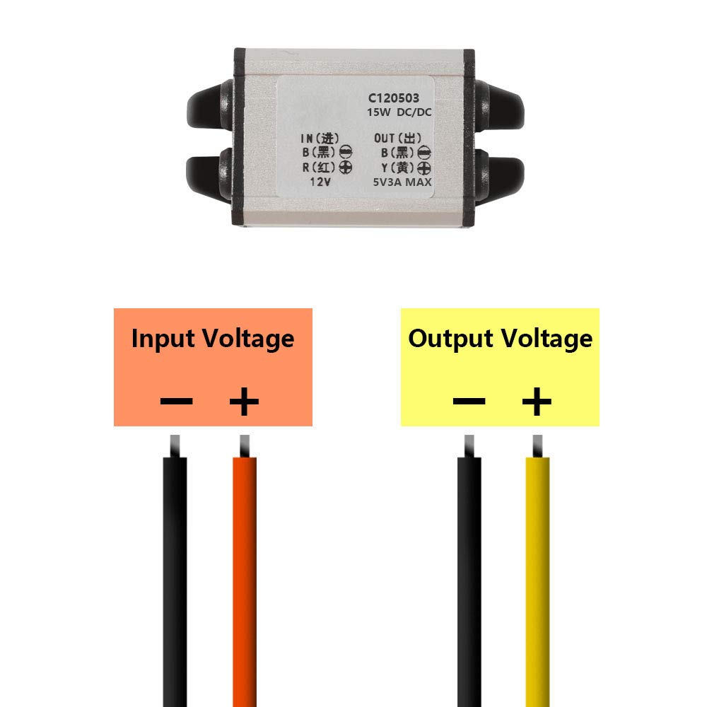 12V To 5V Dc Converter Car Power Voltage, Waterproof Dc 6.3 22V 12V Step Down To Dc 5V 3A 15W Voltage Regulator Buck Converter P