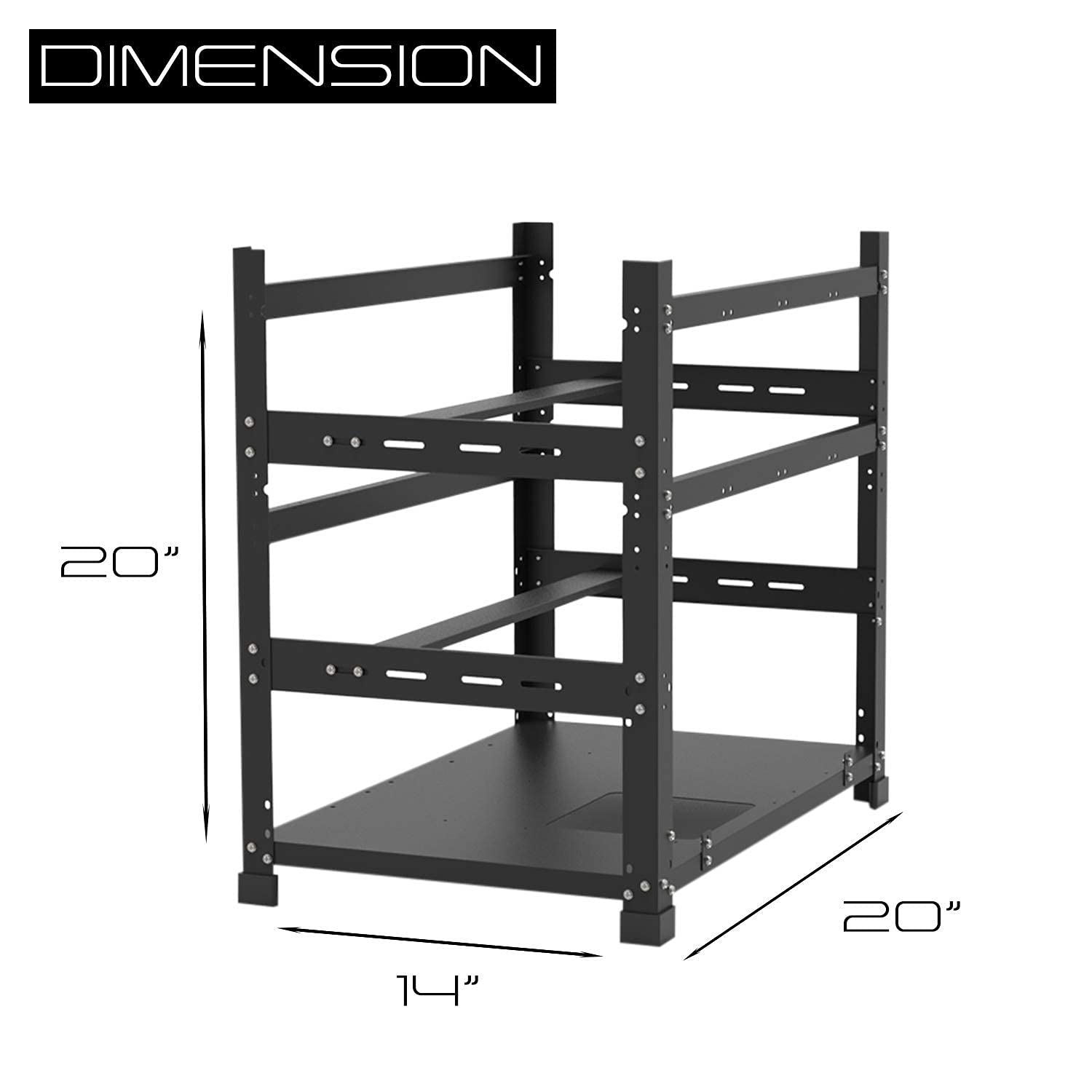 Aaawave The Sluice V2 12Gpu Stackable Open Frame Mining Rig Frame Chassis For Crypto Currency (Black)