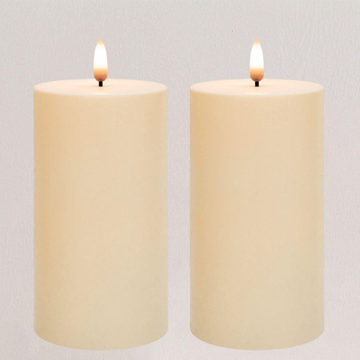 Angelloong Outdoor Flickering Flameless Candles With Timer, Waterproof Battery Operated Candles Set Of 2, Electric Led Candles F