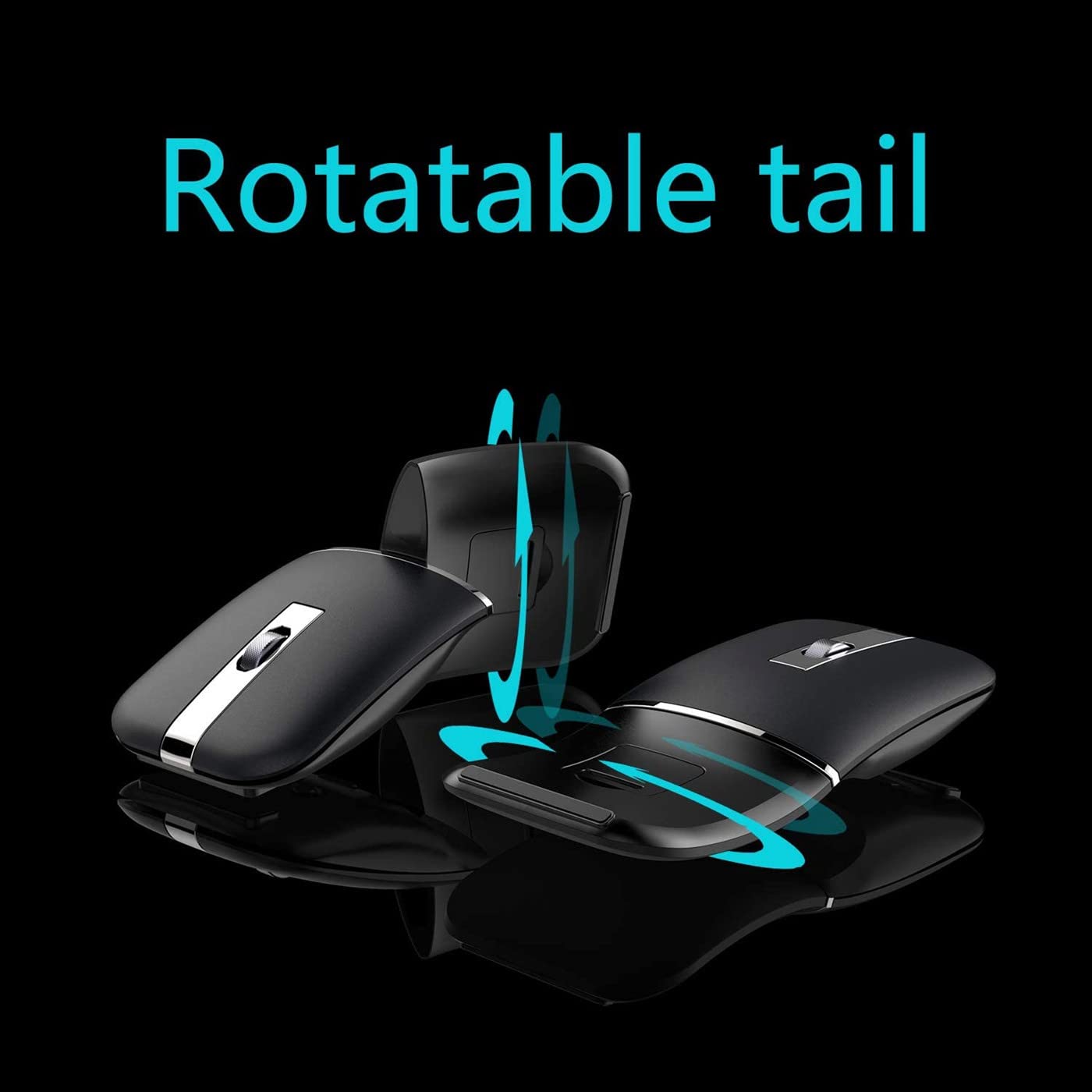 Wfb Bluetooth Wireless Mouse For Laptop, Foldable Arc 180 Rotating Silent Click Portable Curved Computer Mice For Home, Office,