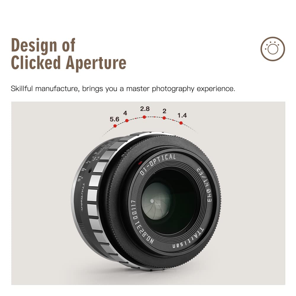 Ttartisan 23Mm F1.4 Aps C Manual Focus Camera Lens For Sony E Mount A5000 A5100 A6000 A6100 A6300 A6400 A6500 A6600 Nex 3 Nex 3N Nex 3R Nex 5T Nex 5R Nex 5 A7Iv A7R5 A7S A9 Ii A1