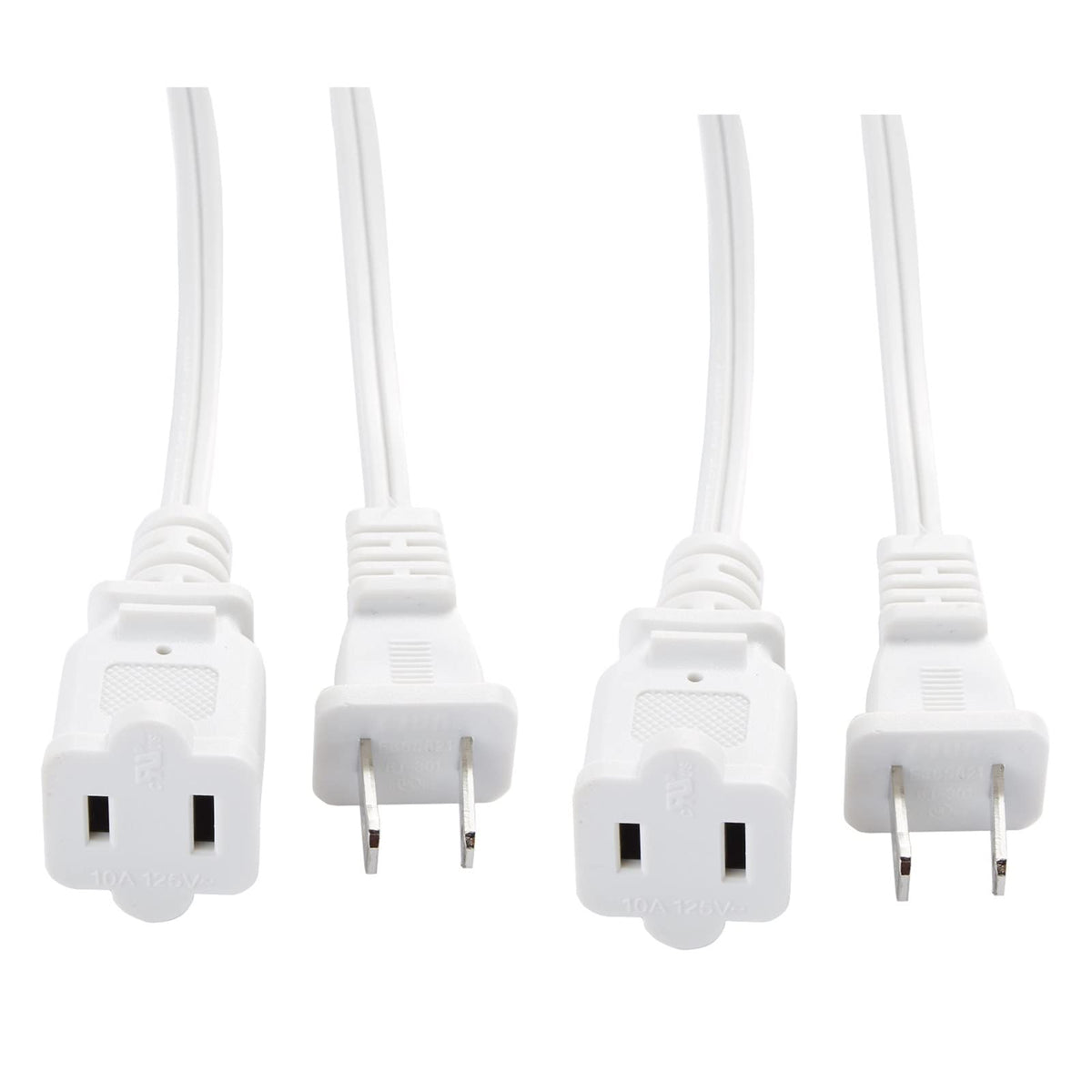 2 Pack 5 Foot Polarized Us 2 Prong Extension Cord, Us Ac Indoor 2 Prong Male And Female Saver Power Cable For Nema 5 15P To Nema