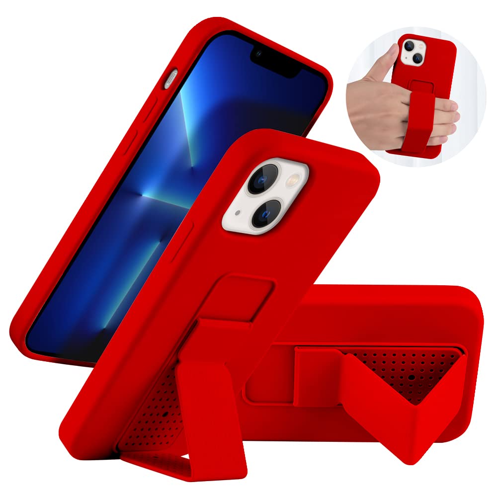 Laudtec Silicone Case With Stand/Kickstand For Iphone 13(6.1''),Vertical And Horizontal Stand Hand Strap Metal Kickstand Shockpr