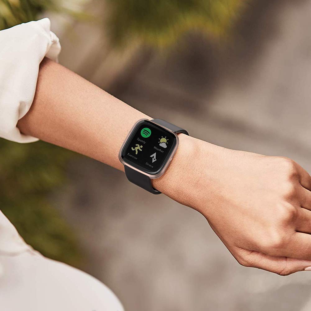 Ghijkl 3 Pack Screen Protector Compatible Fitbit Versa 2 Case, Ultra-Thin Slim Soft Tpu Protective Case All-Around Full Cover Bu