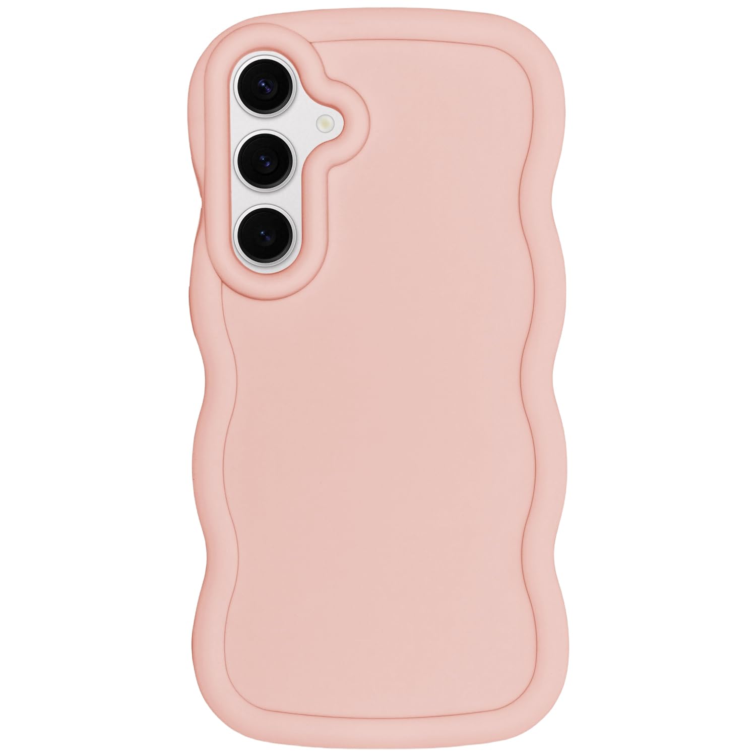WOGROO Slim Fit Case for Samsung Galaxy A35 5G, Wave Frame, Cute Soft TPU Thin Protective Phone Cover for Women, Light Pink