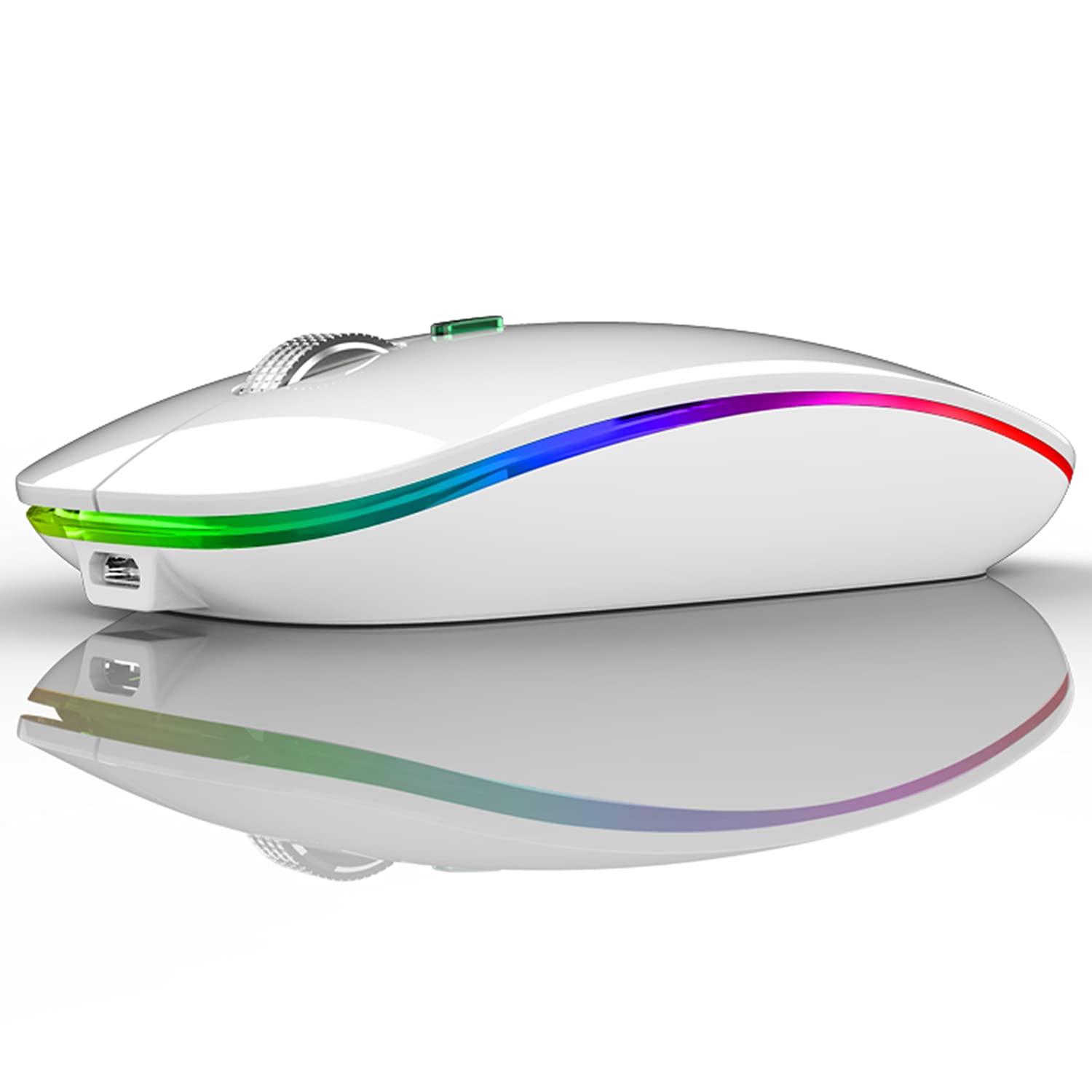 Uiosmuph Led Wireless Silent Mouse, G12 Slim Rechargeable, 2.4G Portable Usb Optical Wireless Computer Mice With Usb Receiver An