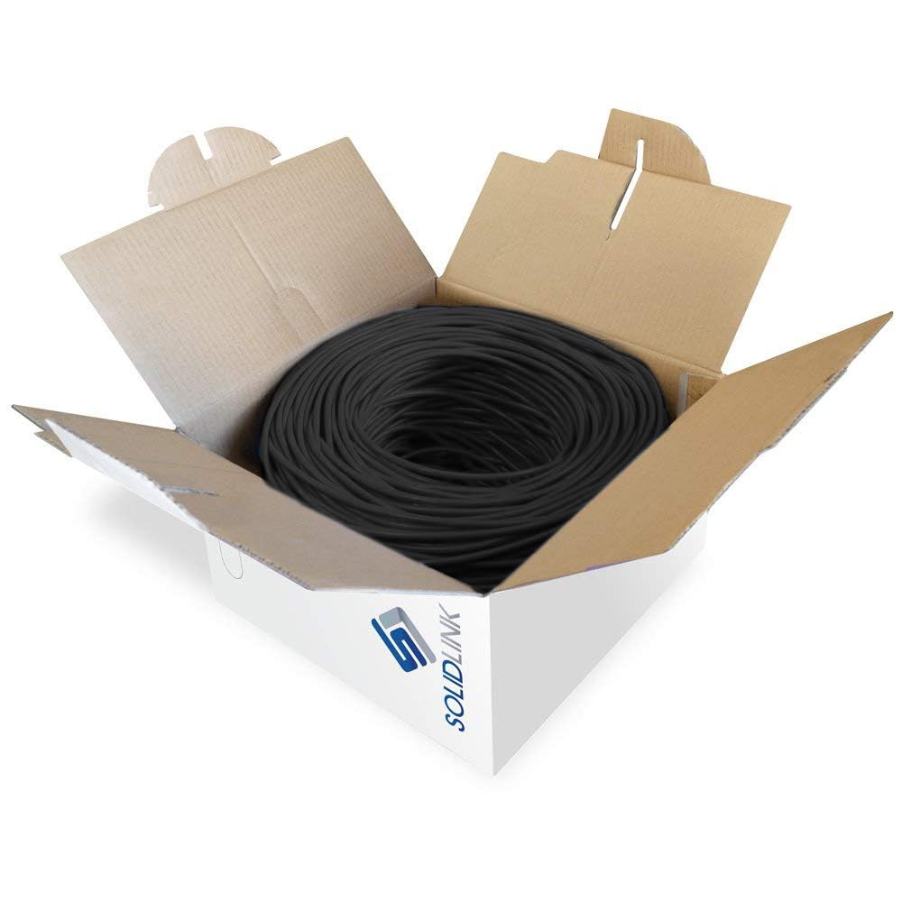 Solidlink Cat5E 1000Ft Utp Ethernet Cable 24Awg Bulk Lan Network Wire (Black)