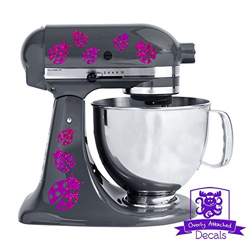 Ladybug Patterned Kitchen Stand Mixer Front/Back Decal Set   Purple Metal Flake