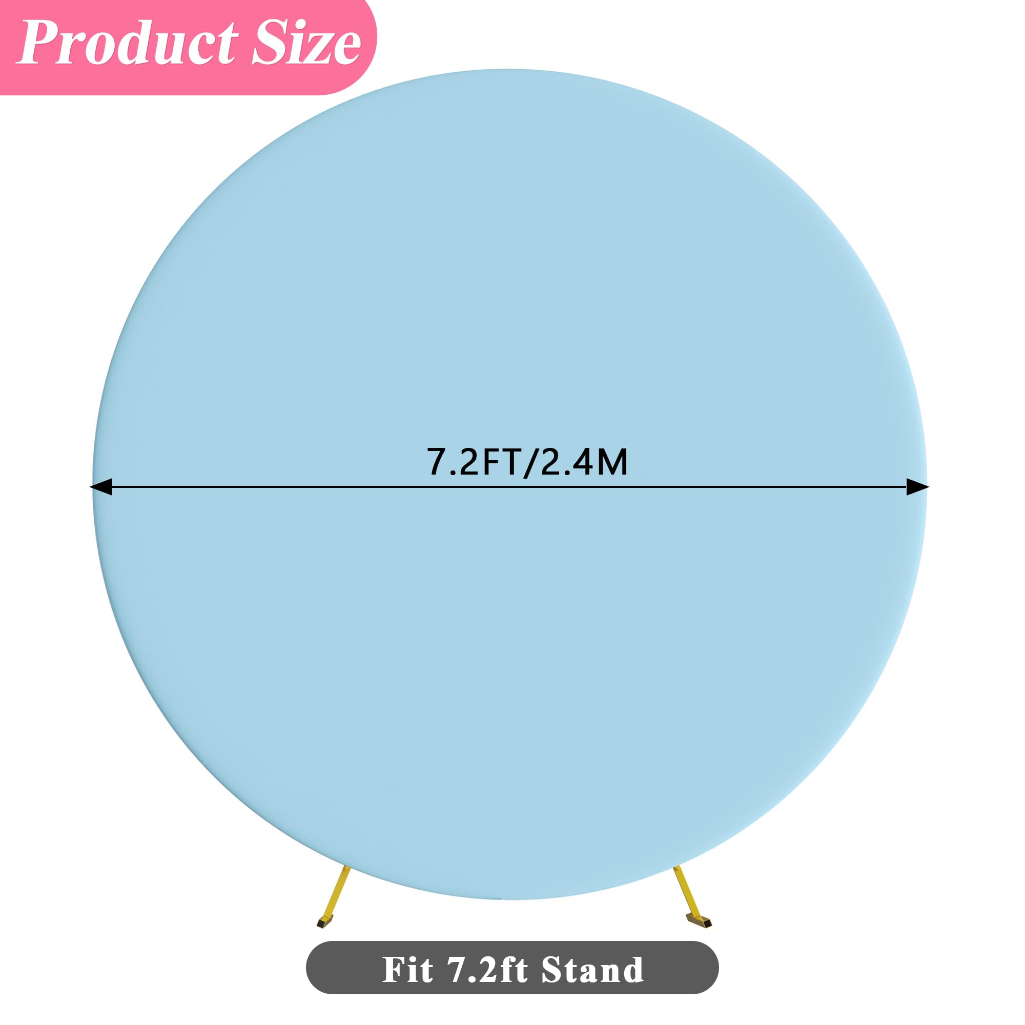 Putros 7.2Ft Round Backdrop Cover Dusty Blue Circle Arch Cover With Buckles Polyester Fitted Round Balloon Arch Cover For Weddin
