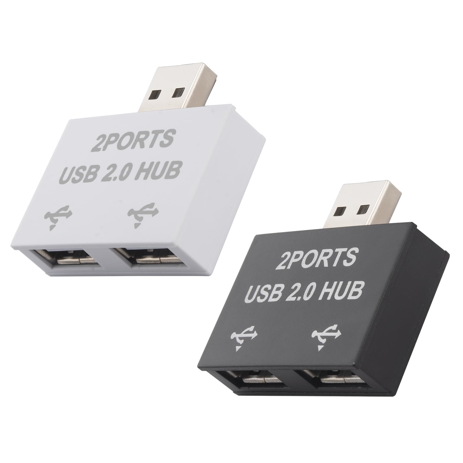 USB 2.0 Hub, USB Splitter 1 to 2 Out Adapter- 2 Pack, 2 Ports USB Expander, Fast Charging&480 Mbps Data Transfer(Do not Support 