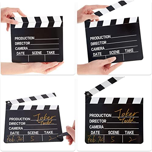 10 Pieces Movie Film Clap Board, 7 X 8 Inch Cardboard Movie Clapboard Directors Clapper Writable Cut Action Scene Board For Movi