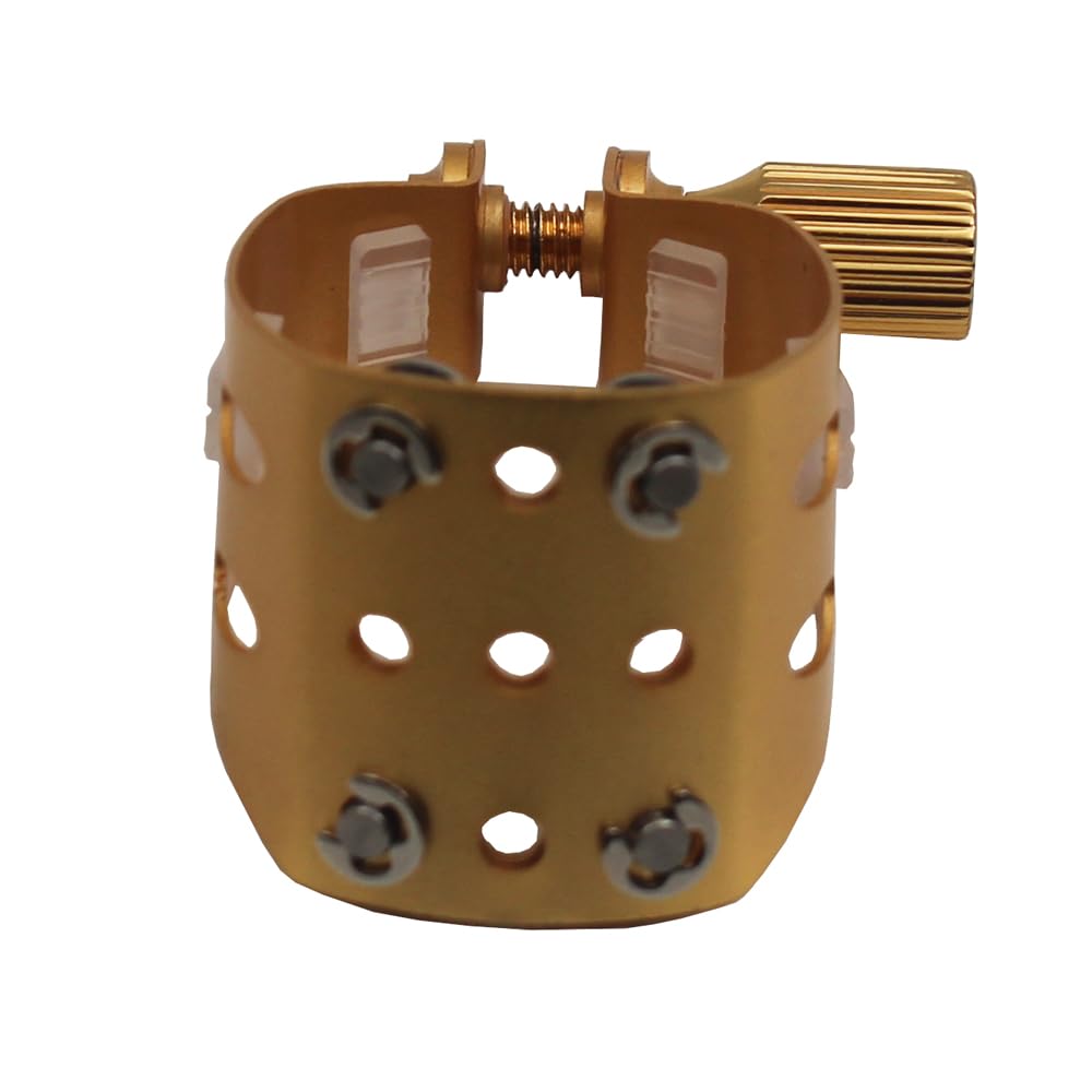 Eastern Music Saxophone Hard Rubber Mouthpiece Soprano Alto Tenor Metal Ligature Ligature Cap (Sandblust Gold, Tenor Mpc)