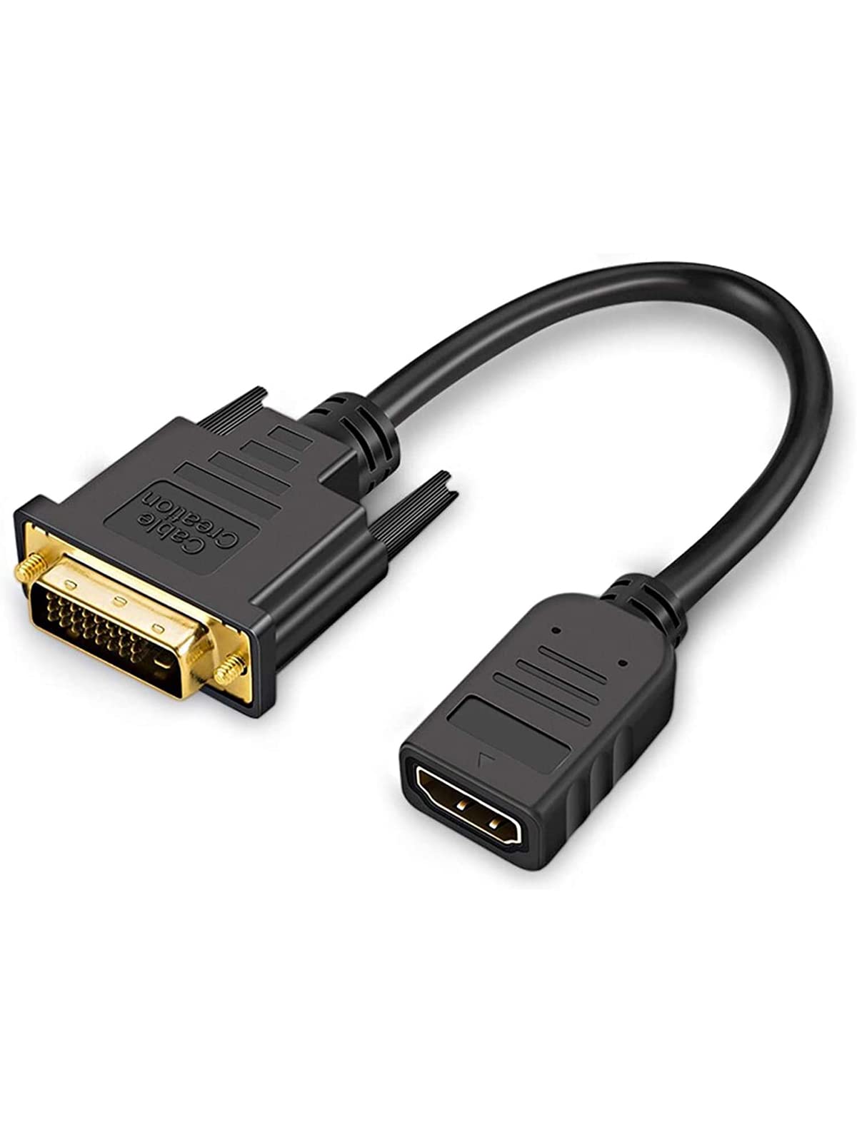 Cablecreation Short Bi Directional Hdmi Female To Dvi D(24+1) Male Adapter, 0.5Ft 1080P Dvi D To Hdmi Converter Cable For Hdtv,