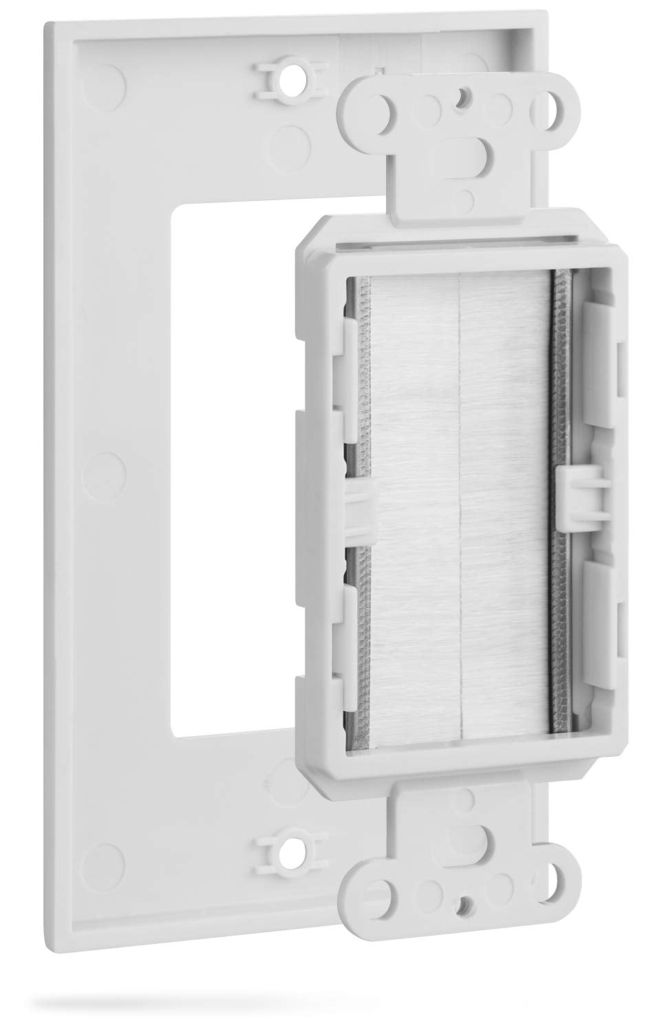 Fosmon (10 Pairs) Single Gang Wall Plate, Brush Style Opening Passthrough Cable Plate With Low Voltage Mounting Bracket