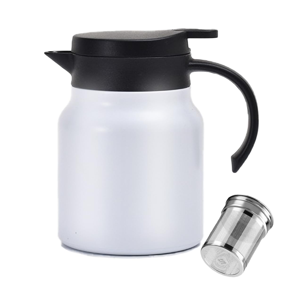 34Oz Thermal Coffee Carafe,Tea Pot 316 Stainless Steel, Double Wall Vacuum Coffee Carafe | Hot & Cold Retention | Bpa Free (Whit