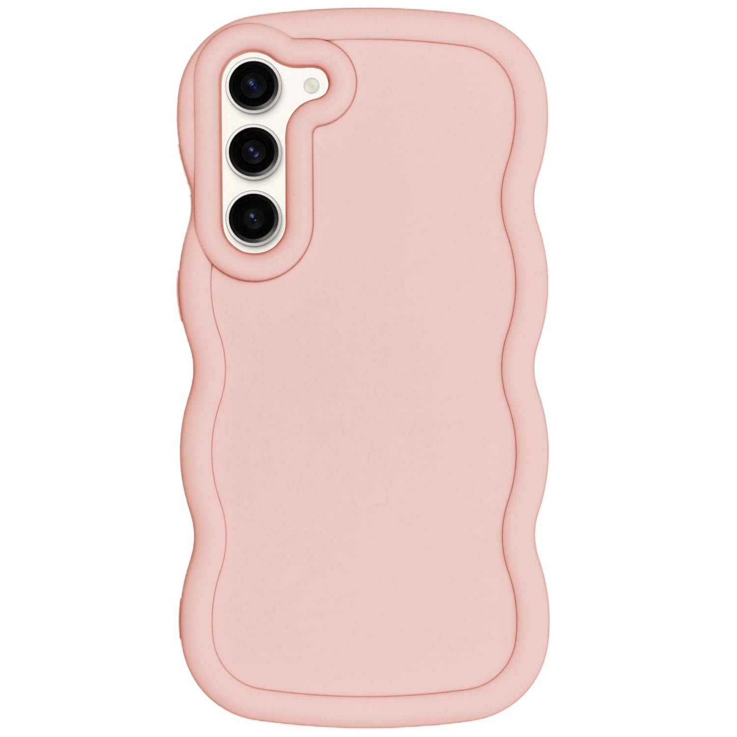 WOGROO Slim Fit Case for Samsung Galaxy S23, Wave Frame, Cute Soft TPU Thin Protective Phone Cover for Women, Light Pink