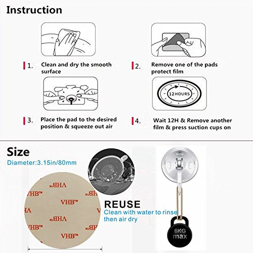 Suction Cup Double Sided Adhesive Pad 8Pack Mount Disk Hook Dashboard Sticky Pads For Gps Phone Car Dash Windshield Shower Repla