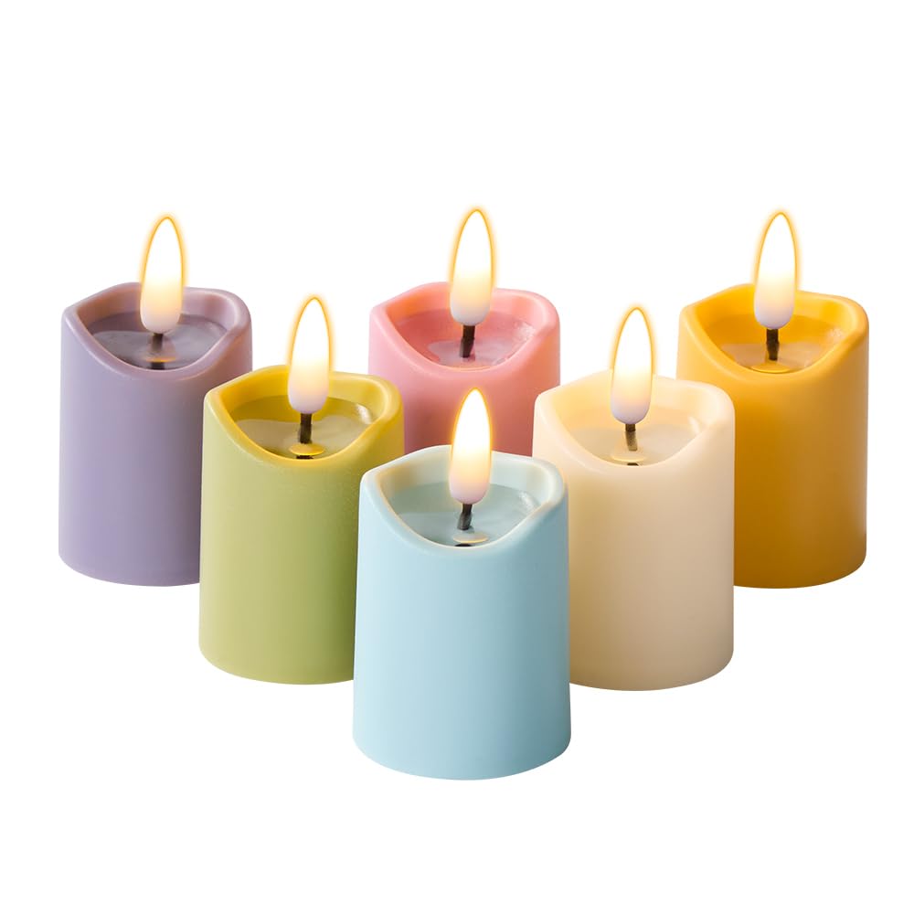 Simplelight Pastel Flameless Votive Candles with Timer, Realistic Black Wick Spring Candles Battery Operated, Battery Included, 