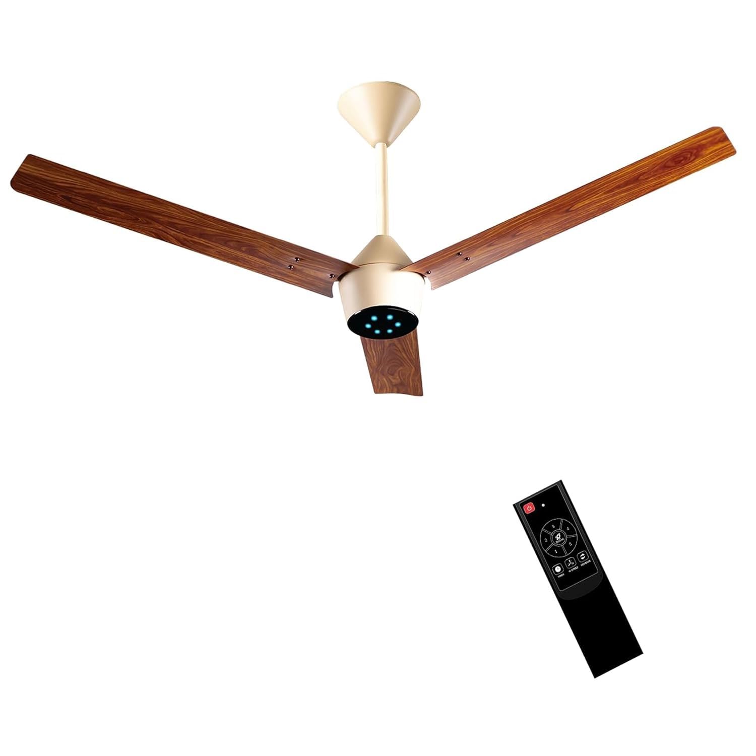 Luker Jvluker Usa Radial Wood 1200Mm Bldc Ceiling Fan With Remote, Bee 5 Star Rated Energy Efficient Ceiling Fan For Living Room