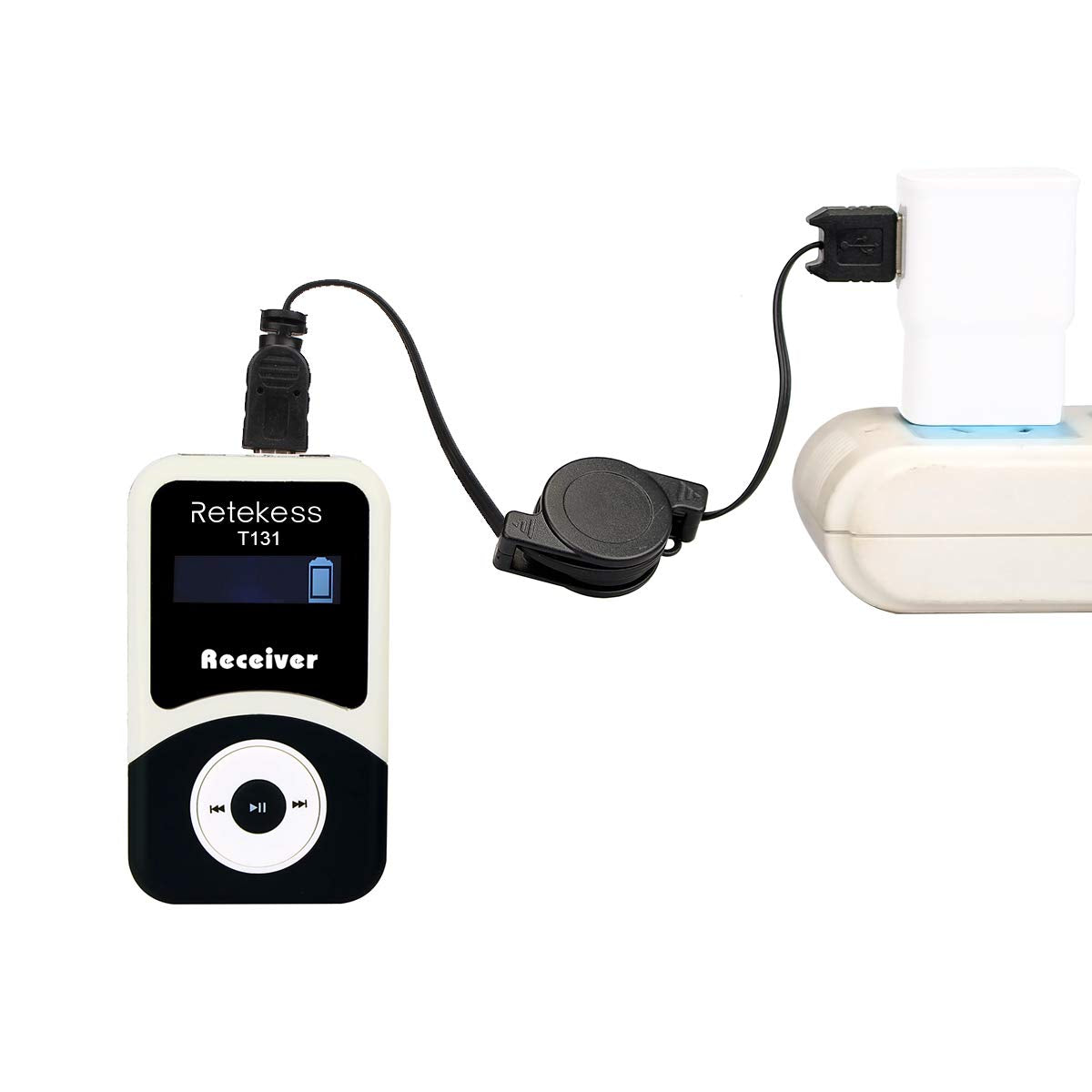 Retekess T131 Wireless Tour Guide System Receiver With 3.5Mm One-Side Earphone, 99 Channels, Audio Translation System For Church