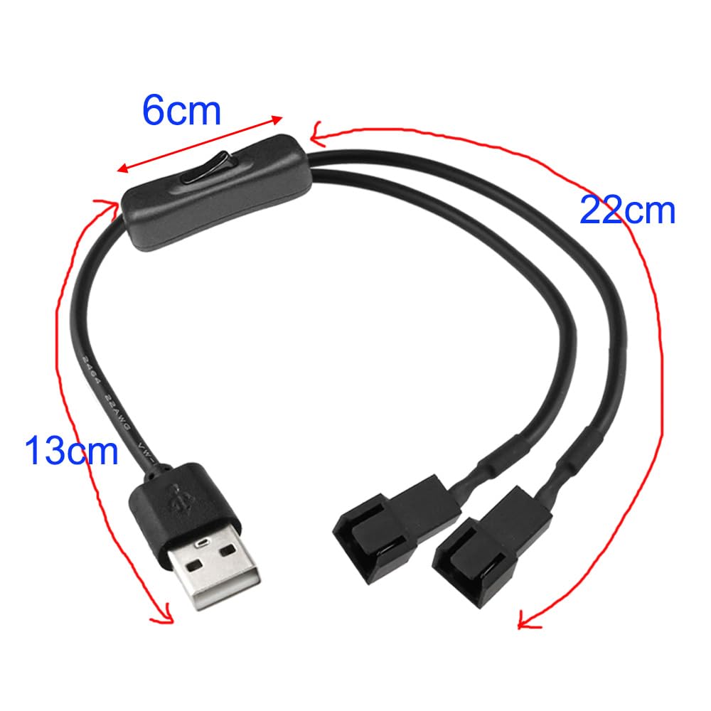 Gebildet 2 Pack Dual 4 Pin To Usb Fan Switch On Off Power Adapter Cable 1 To 2 Ways Splitter Usb To 4Pin 3Pin Pwm 5V Fan Connect