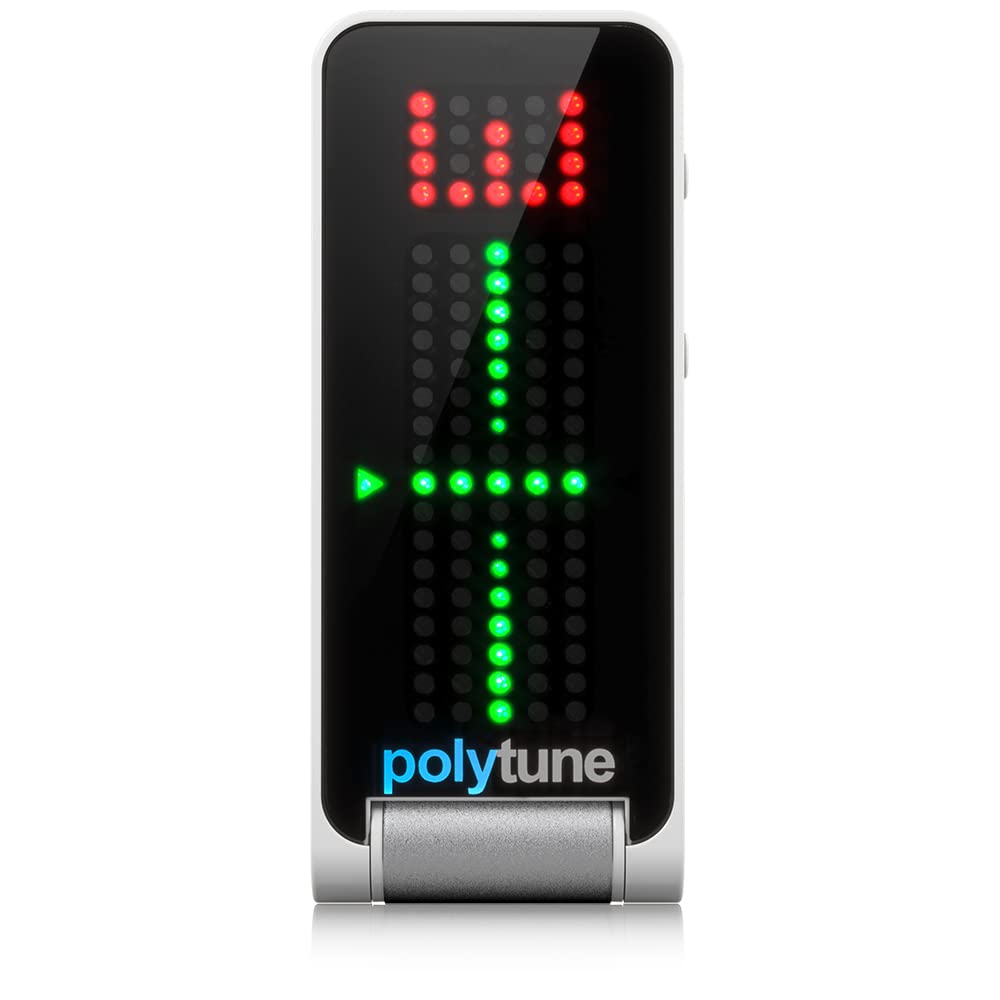 Tc Electronic Polytune Clip Clip On Tuner With Polyphonic, Strobe And Chromatic Modes And 108 Led Matrix Display For Ultimate Tu