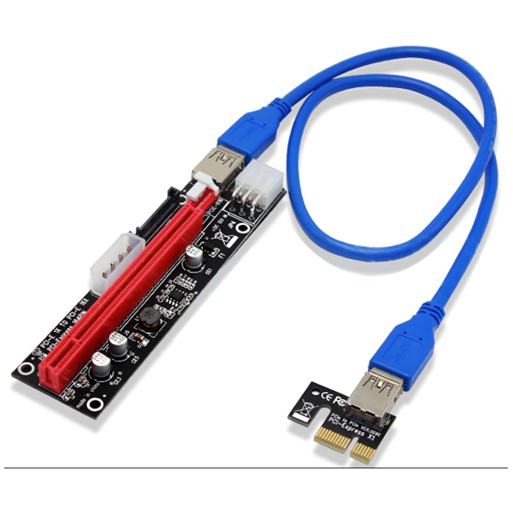 Jacobsparts Pci E 1X To 16X Powered Usb3.0 Gpu Riser Extender Adapter Card