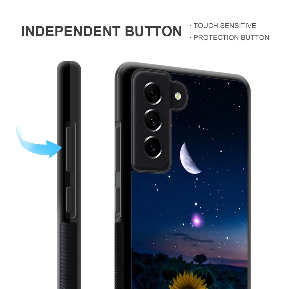 ZHEGAILIAN Samsung Galaxy S23 Phone Case Shockproof Non-Slip TPU PC Bumper Cover Sunflower Moon Starry Sky 6.1 inch