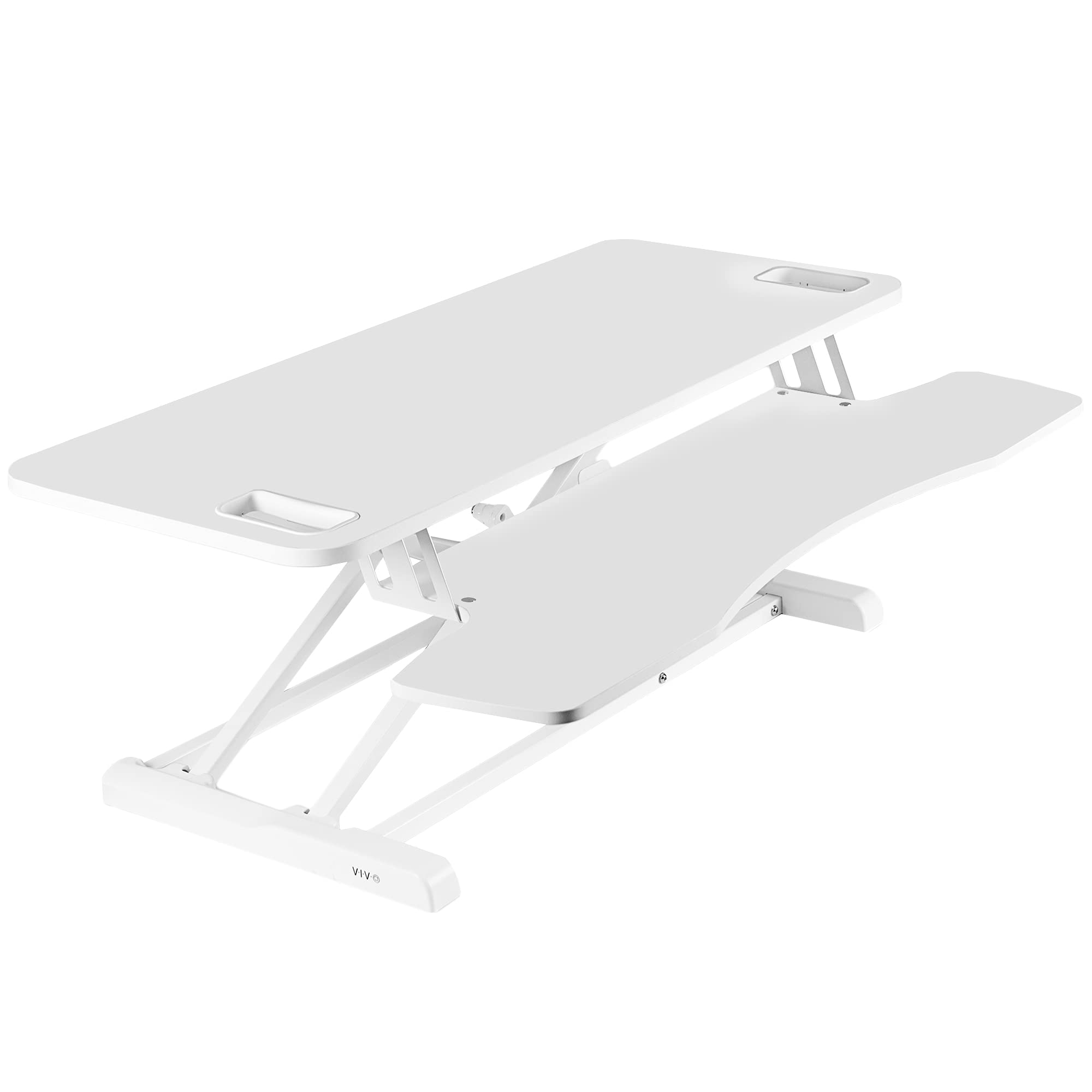 VIVO 38 inch Desk Converter, K Series, Height Adjustable Sit to Stand Riser, Dual Monitor and Laptop Workstation with Wide Keyboard Tray, White, DESK V037KW