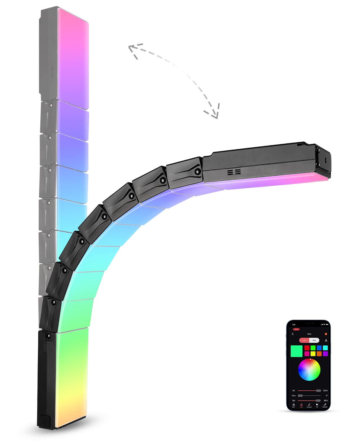 Sirui B25R Rgb Panel Light, Bendable Led Video Light For Studio Photography Lighting, Adjustable 360 Full Color, 2700 8500K, Qui