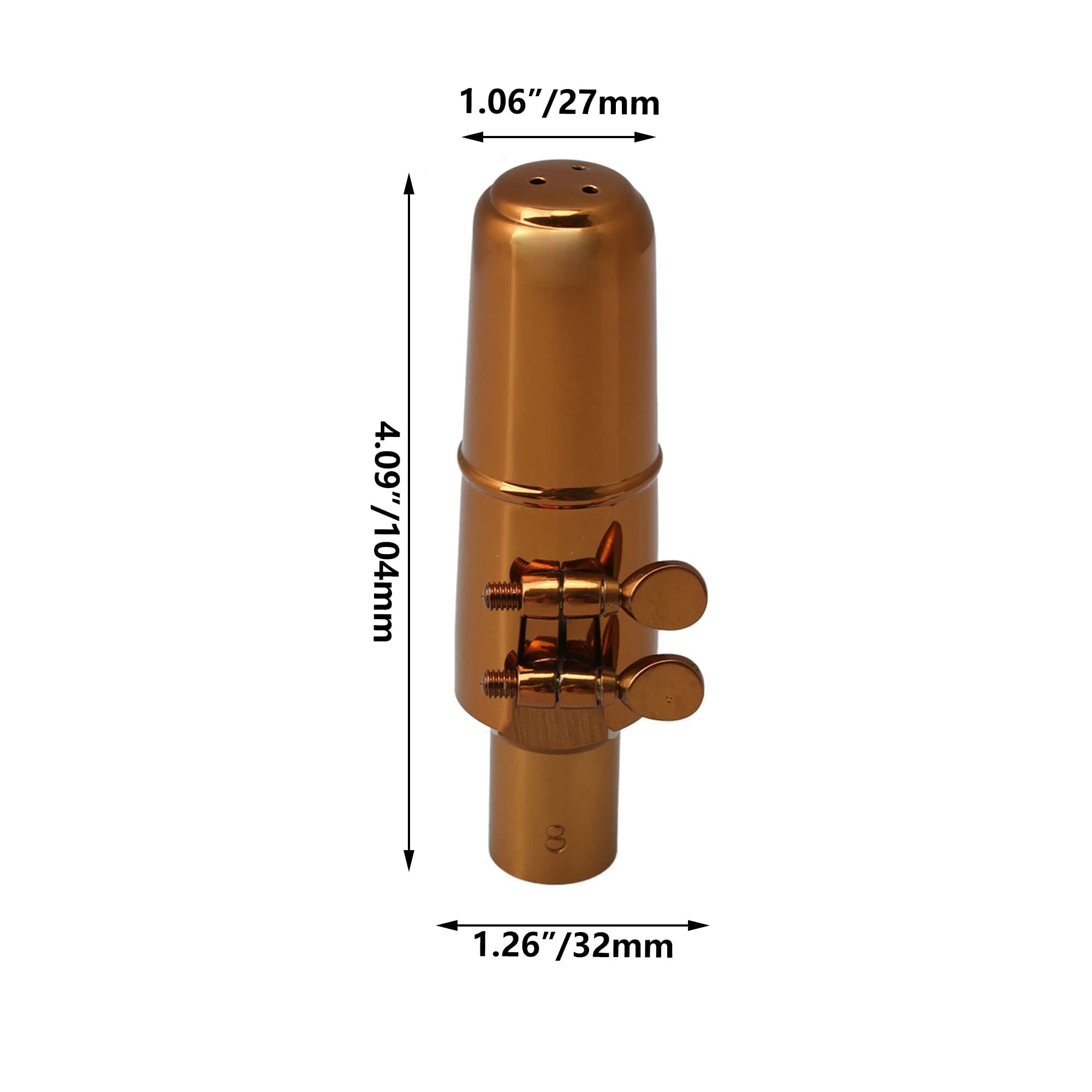Yibuy Rose Gold Brass E Flat Alto Saxophone Mouthpiece With Ligature Cap 8#