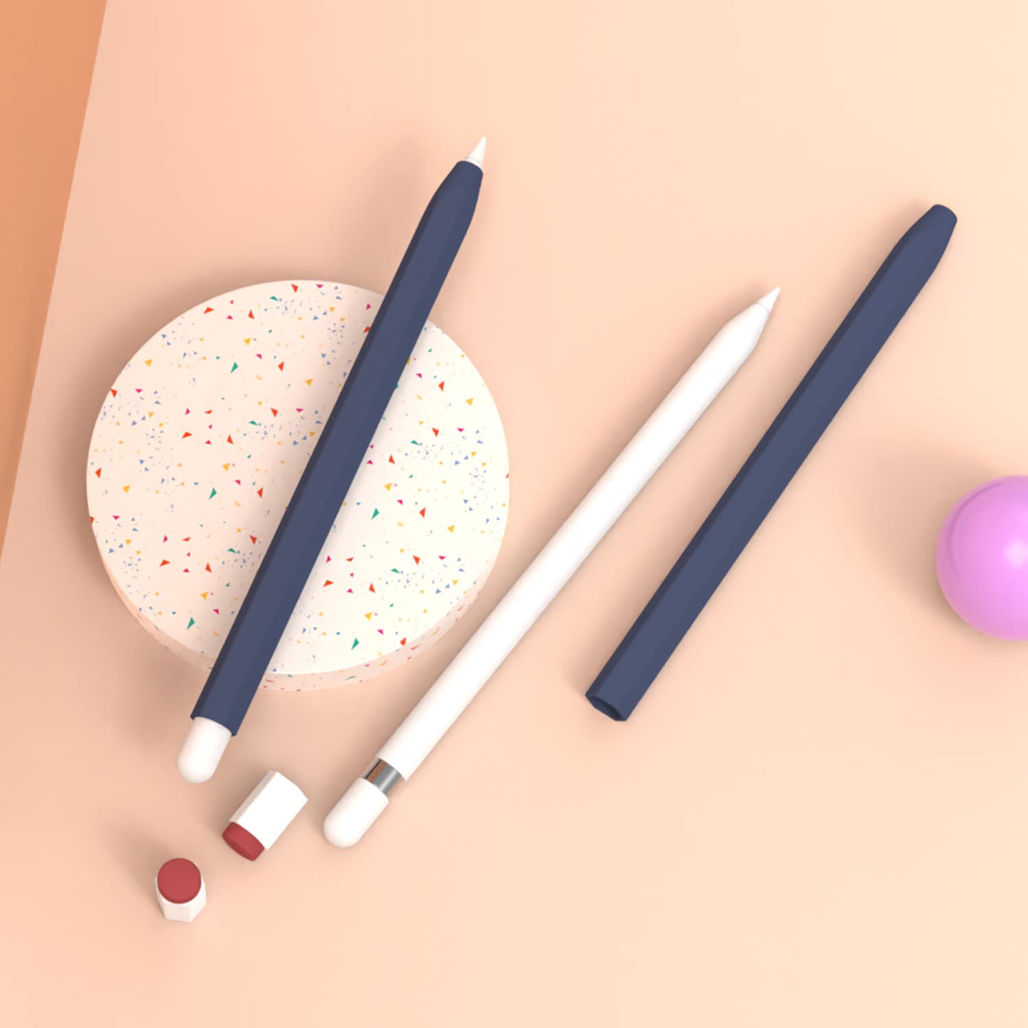 LOVE MEI Silicone Pencil Case Compatible Apple Pencil 1st Gen Non-Slip Smooth Grip Navy Blue