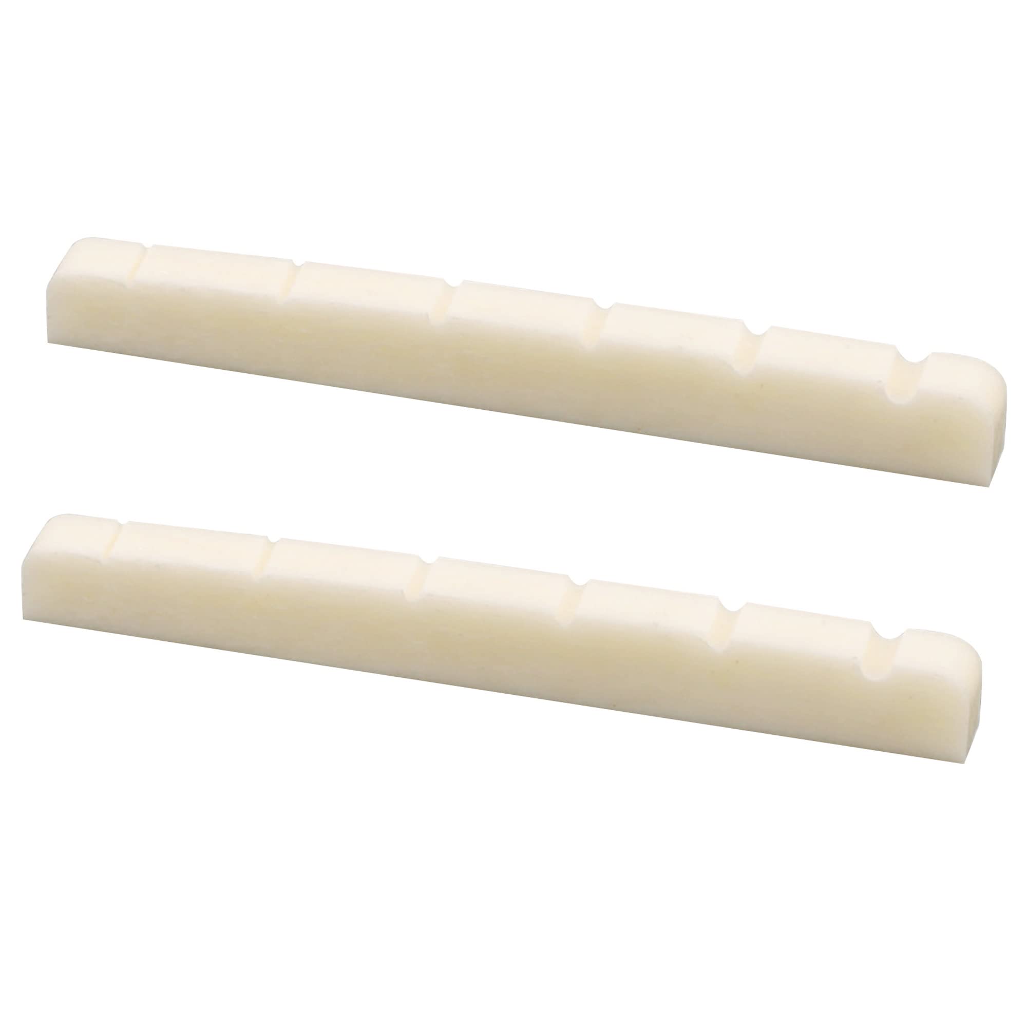 Musiclily 42Mm Bone Nut Slotted Electric Guitar Nut Flat Bottom For Strat Tele Guitar, 42X3.5X4.5Mm (2 Pieces)