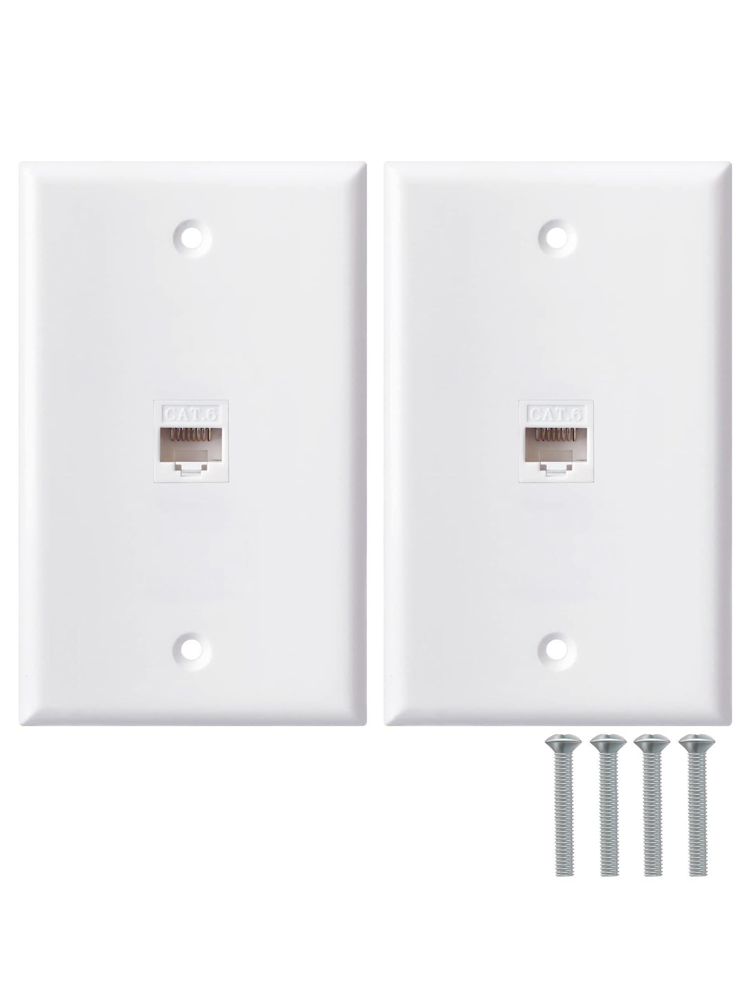 Bnpuhiu Ethernet Wall Plate   2 Pack 1 Port Cat6 Keystone Female To Female White, Rj45 Keystone Wall Coupler Jack Plate For Ethe