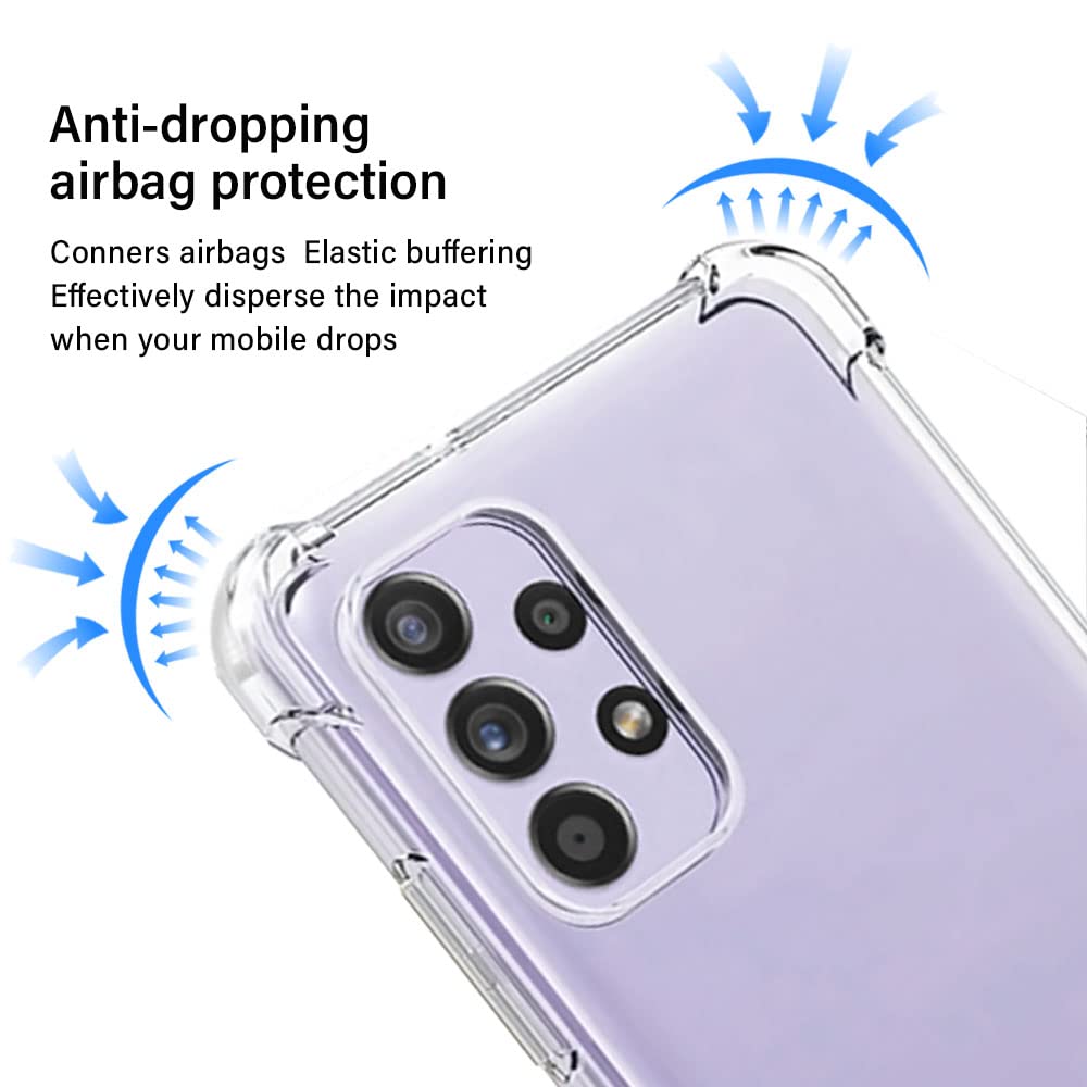 For Samsung A52 Case, Galaxy A52 5G Case With Screen Protector, Shockproof Crystal Clear Slim Soft Silicone Tpu Protective Phone