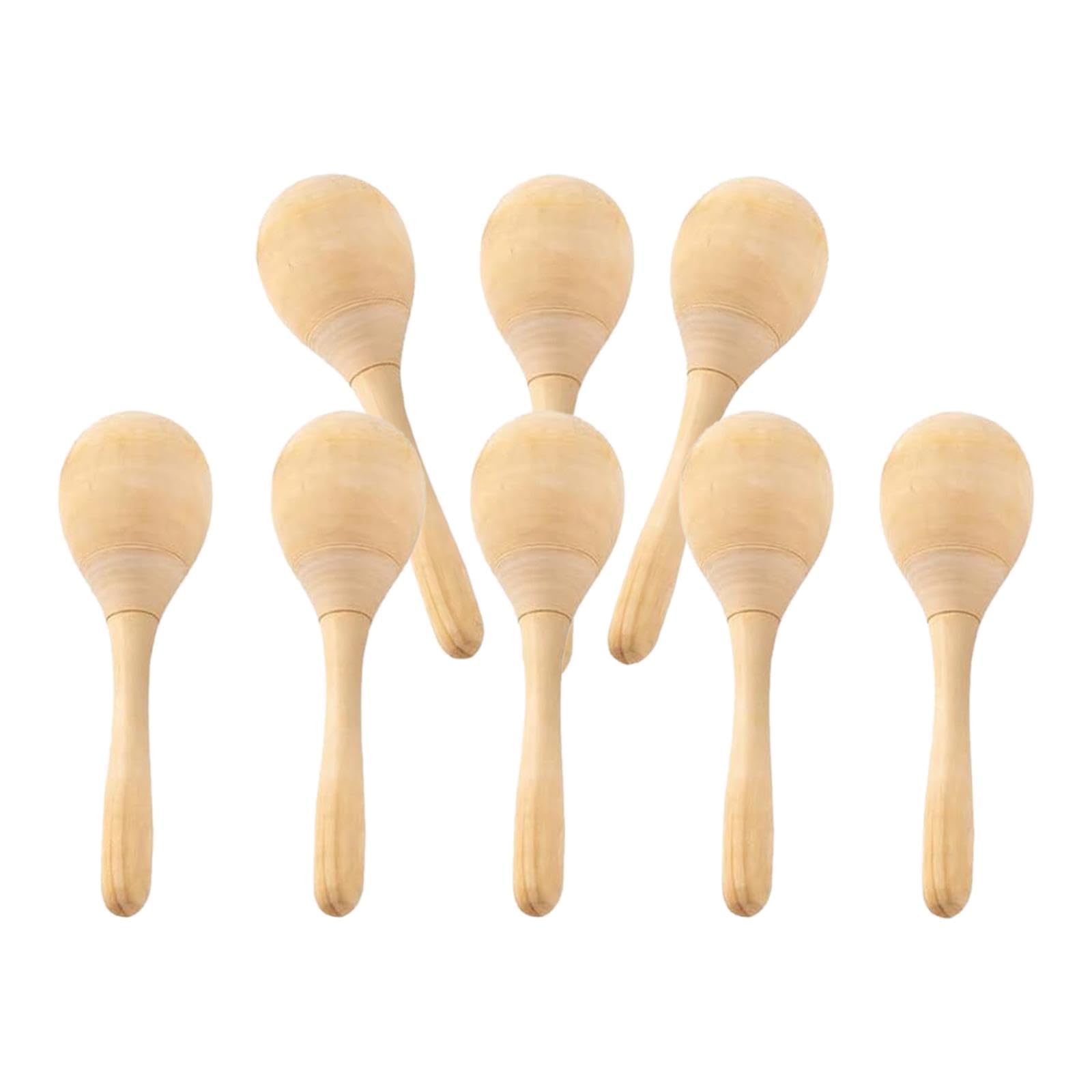 MERISHOPP 8x Wood Maracas Mini Hand Percussion Rattles for Painting Craft Decor Fiesta M|Musical Instruments & Gear|Percussion|H