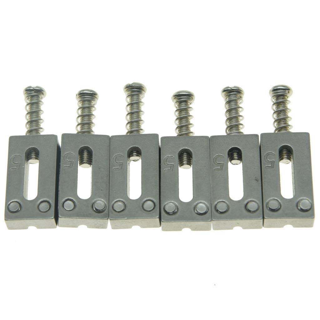 Kaish Set Of 6 Stainless Steel Saddles Electric Guitar Bridge Saddle 10.5Mm With Nickel Screws For Strat Tele Guitars