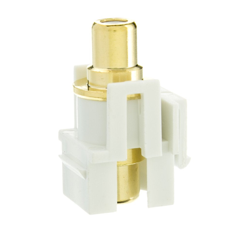 Cablewholesale Rca Female To Rca Female, White Recessed Rca Coupler Adapter With White Keystone Insert, White Rca Jack Connector
