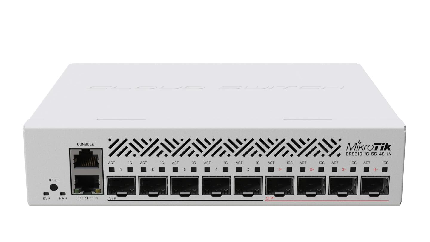 Mikrotik CRS310-1G-5S-4S+in 5 x SFP Ports 4 x SFP+ Ports and 1 x Gigabit Ethernet Port