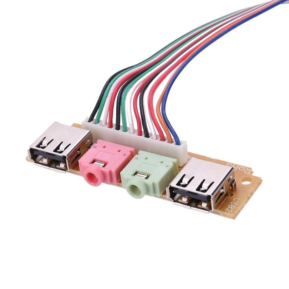 Thtrht 2 Pack Usb + Audio Front Panel Interface Port Pc Computer Chassis Case Desktop Extension Cable 9 Pin Connector For 3.5Mm